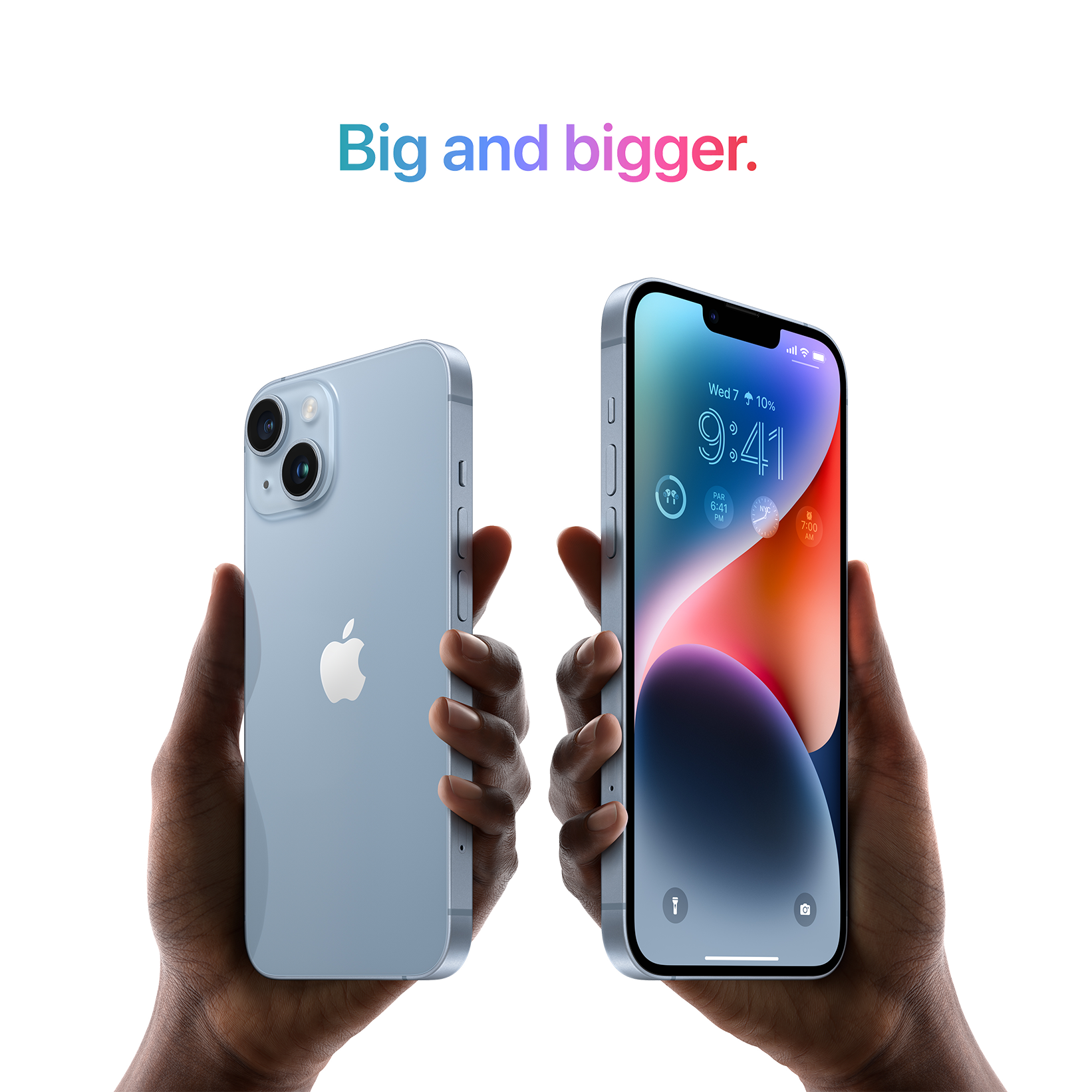 iPhone 14 blue big and bigger