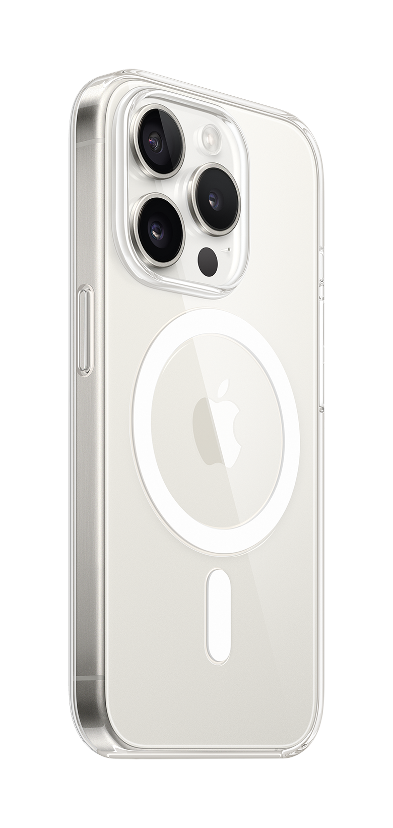 iPhone 15 Pro White Titanium Clear Case with MagSafe Side