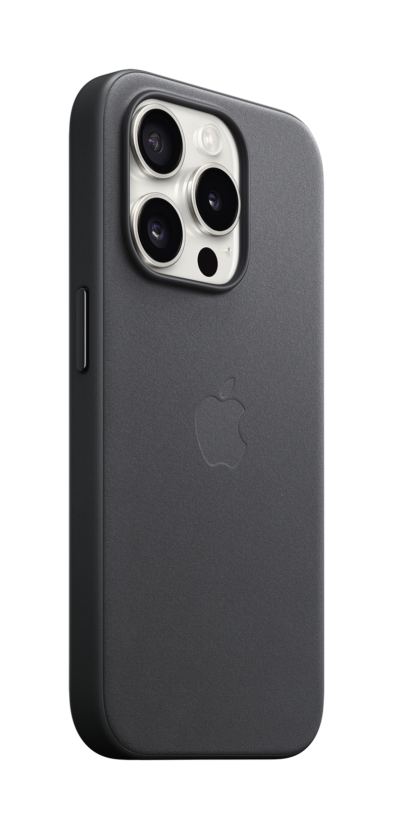 iPhone 15 Pro White Titanium Black FineWoven Case with MagSafe Side