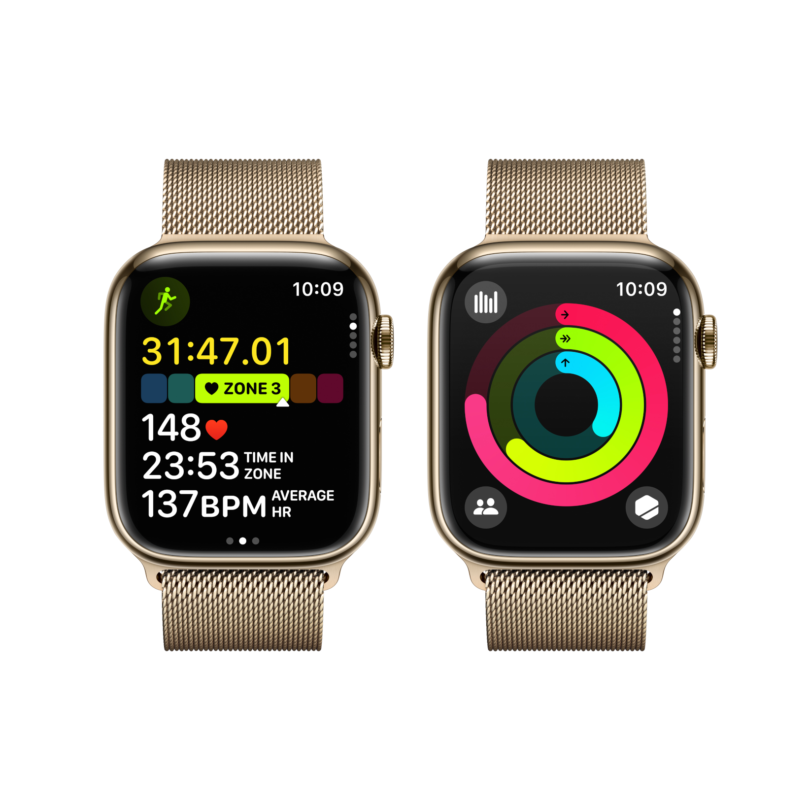 Apple Watch Series 9 LTE 45mm Gold Stainless Steel Gold Milanese Loop PDP Image Position 8  en US