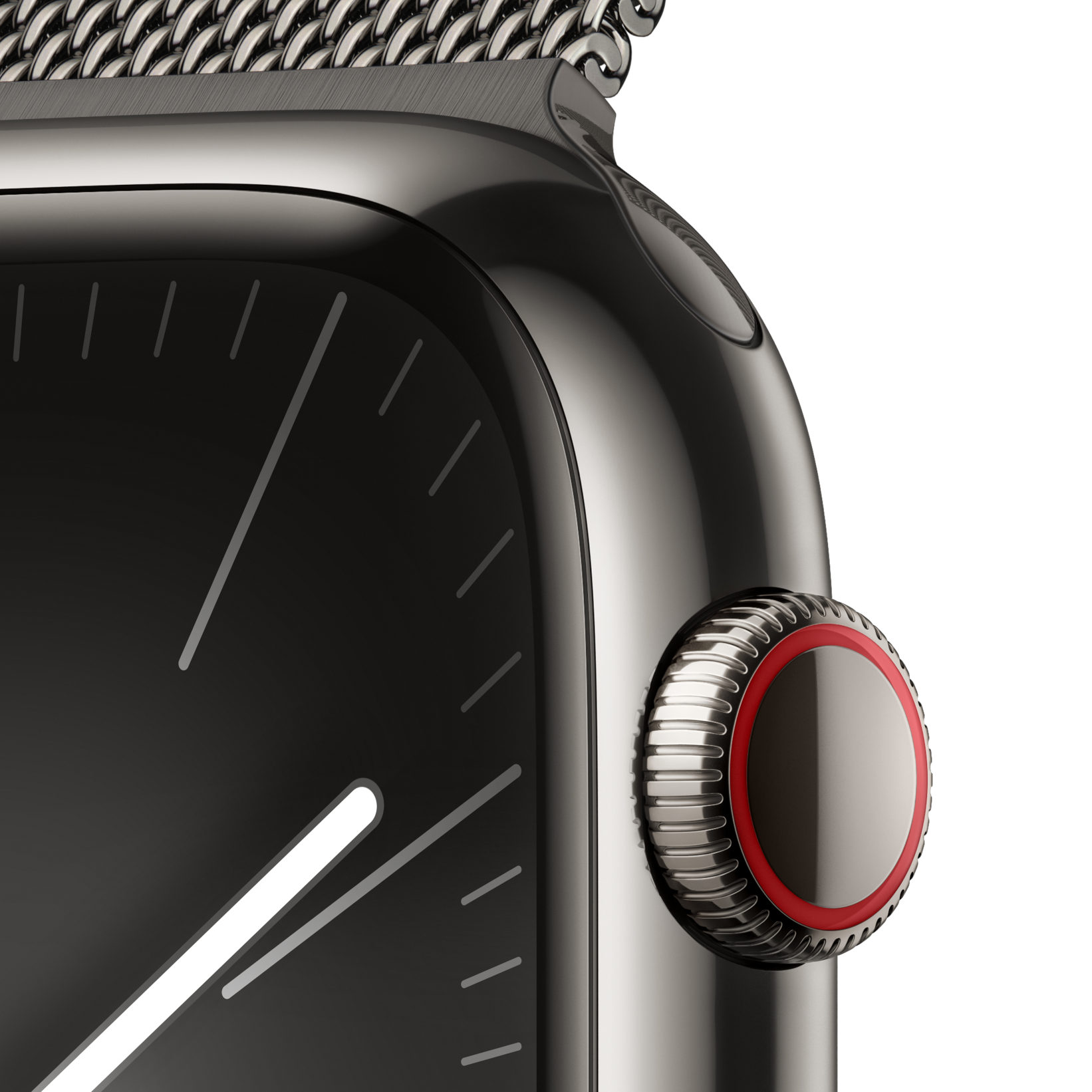 Apple Watch Series 9 LTE 45mm Graphite Stainless Steel Graphite Milanese Loop PDP Image Position 3  en US