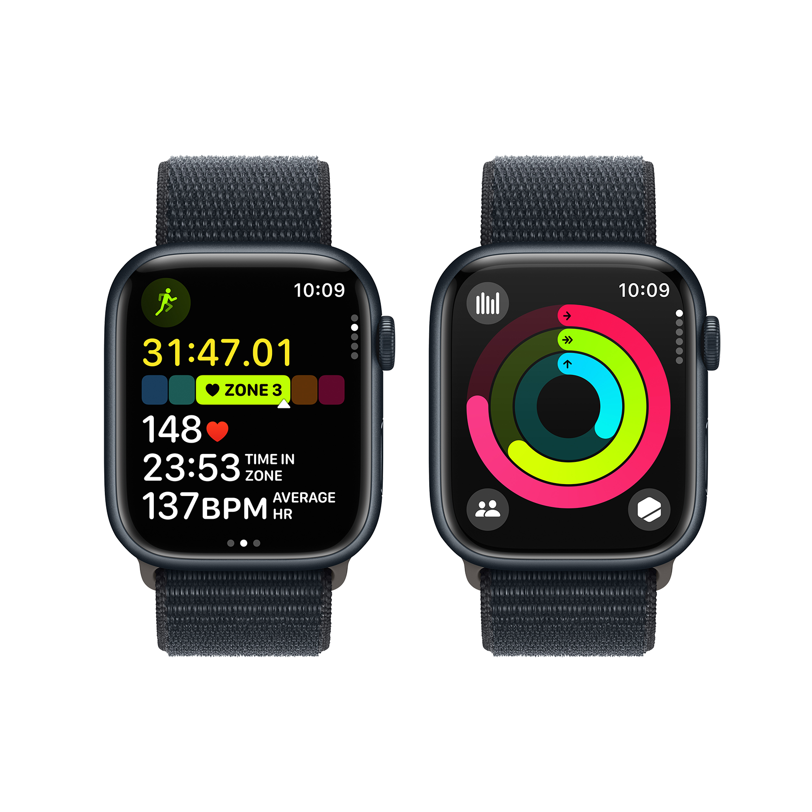 Apple Watch Series 9 LTE 45mm Midnight Aluminum Midnight Sport Loop PDP Image Position 8  en US
