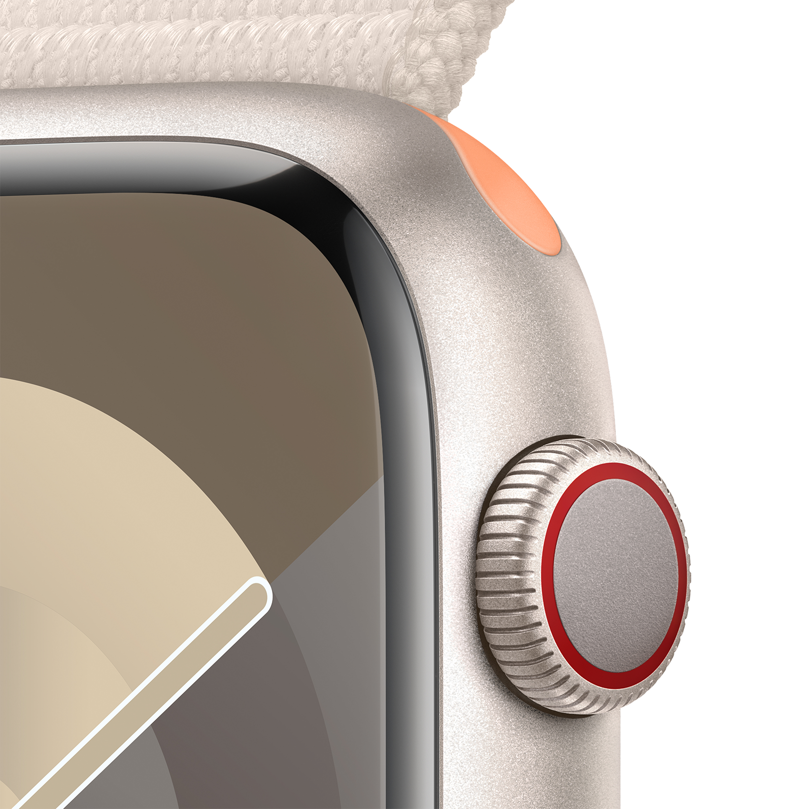 Apple Watch Series 9 LTE 45mm Starlight Aluminum Starlight Sport Loop PDP Image Position 3  en US
