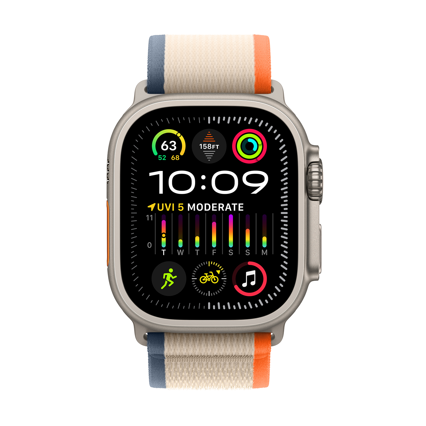 Apple Watch Ultra 2 LTE 49mm Titanium Beige Orange Trail Loop Position 2  en US