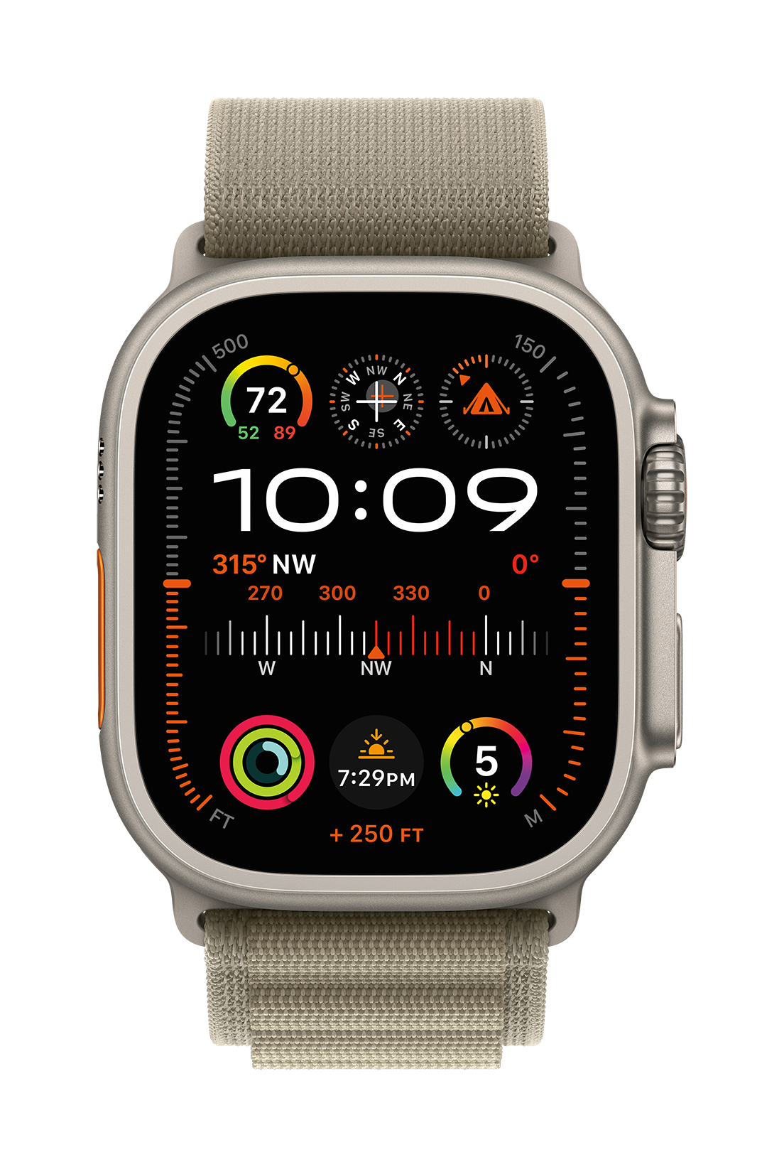 Apple Watch Ultra 2 Cellular 49mm Titanium Olive Alpine Loop Pure Front Print  USEN