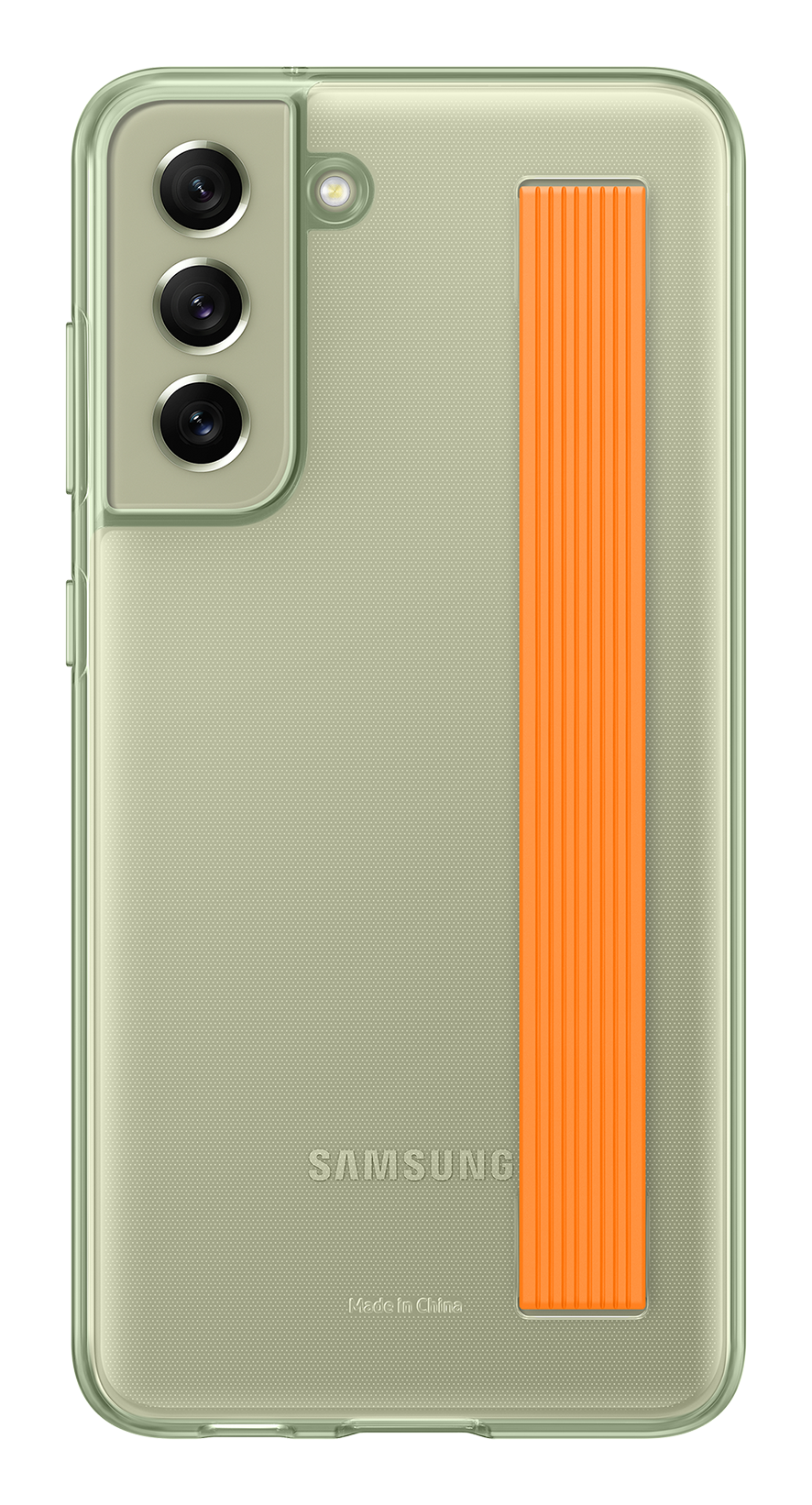 Samsung Galaxy S21 FE Clear Strap Cover olive green orange strap