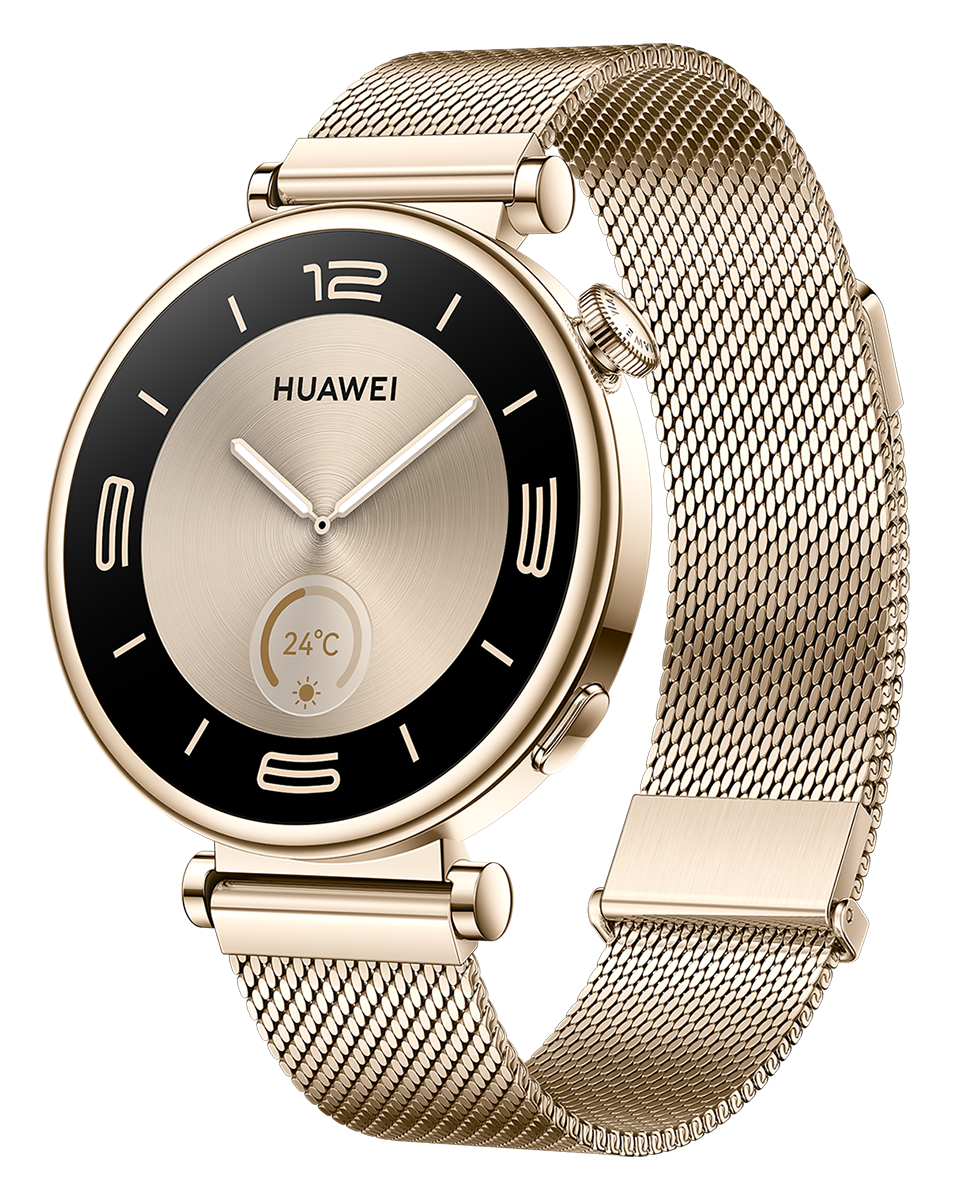 Huawei Watch GT 4 41mm Gold Stainless Gold Milanese front right
