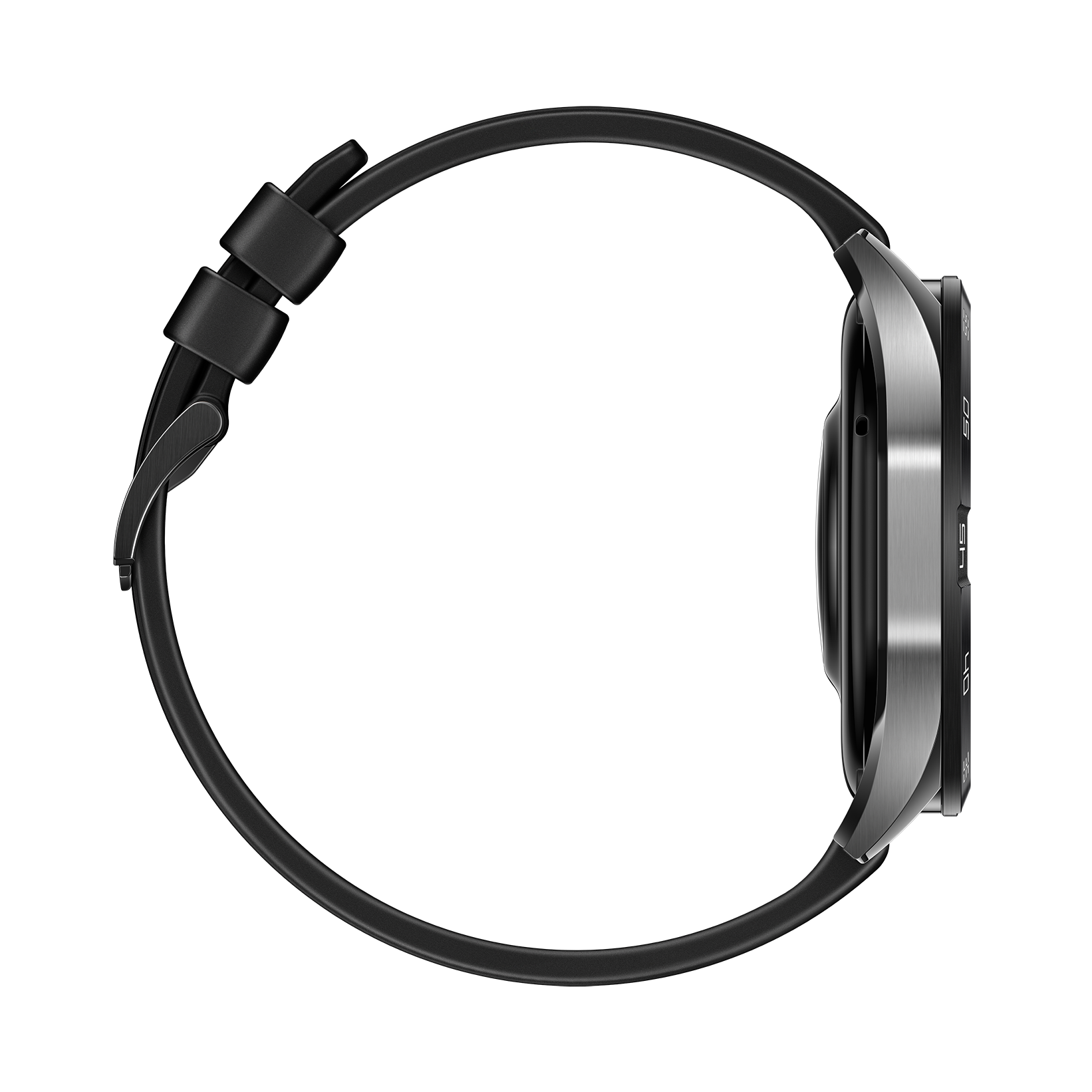 Huawei Watch GT 4 46mm Black Stainless Black Fluorelastomer strap left side