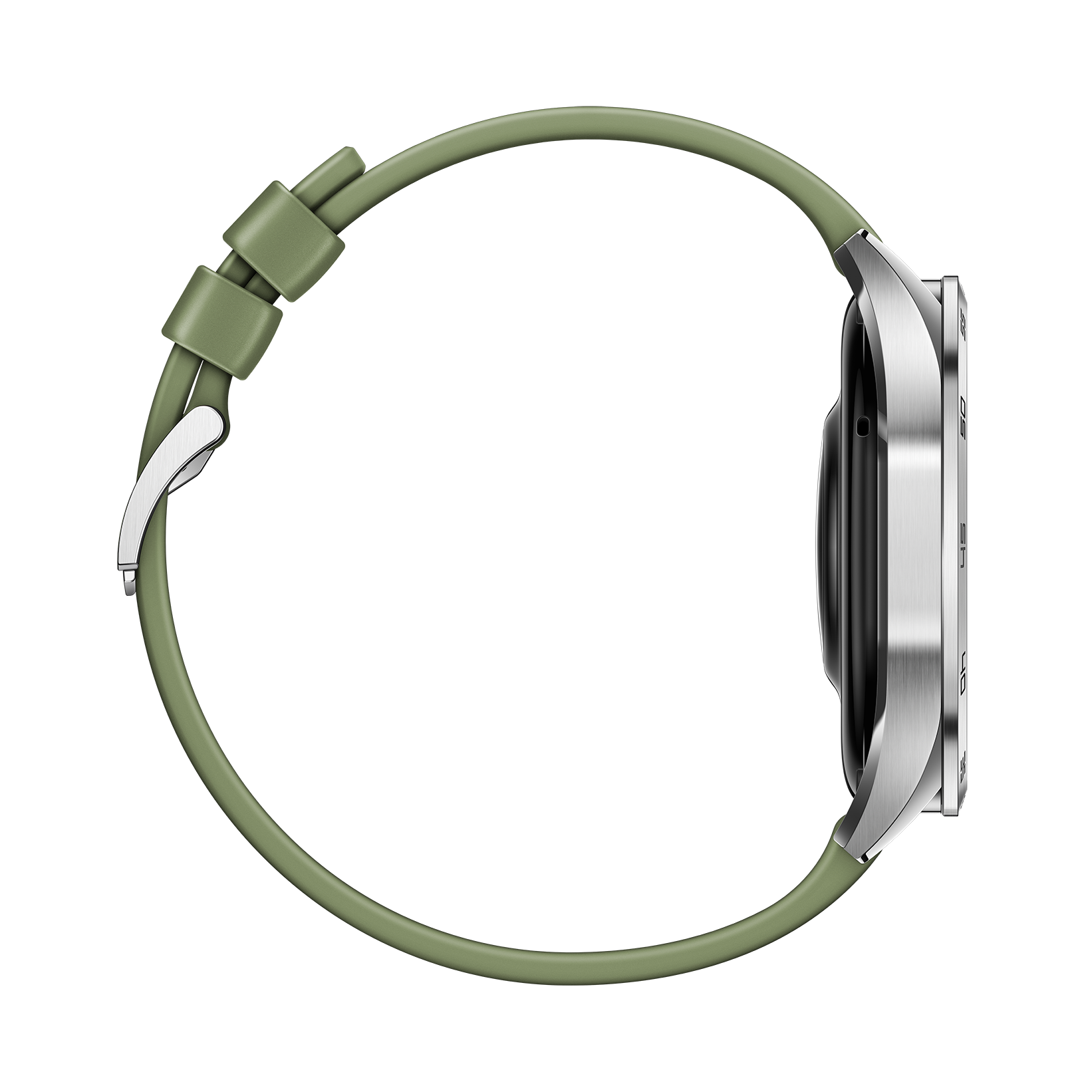 Huawei Watch GT 4 46mm Silver Stainless Green Woven strap left side