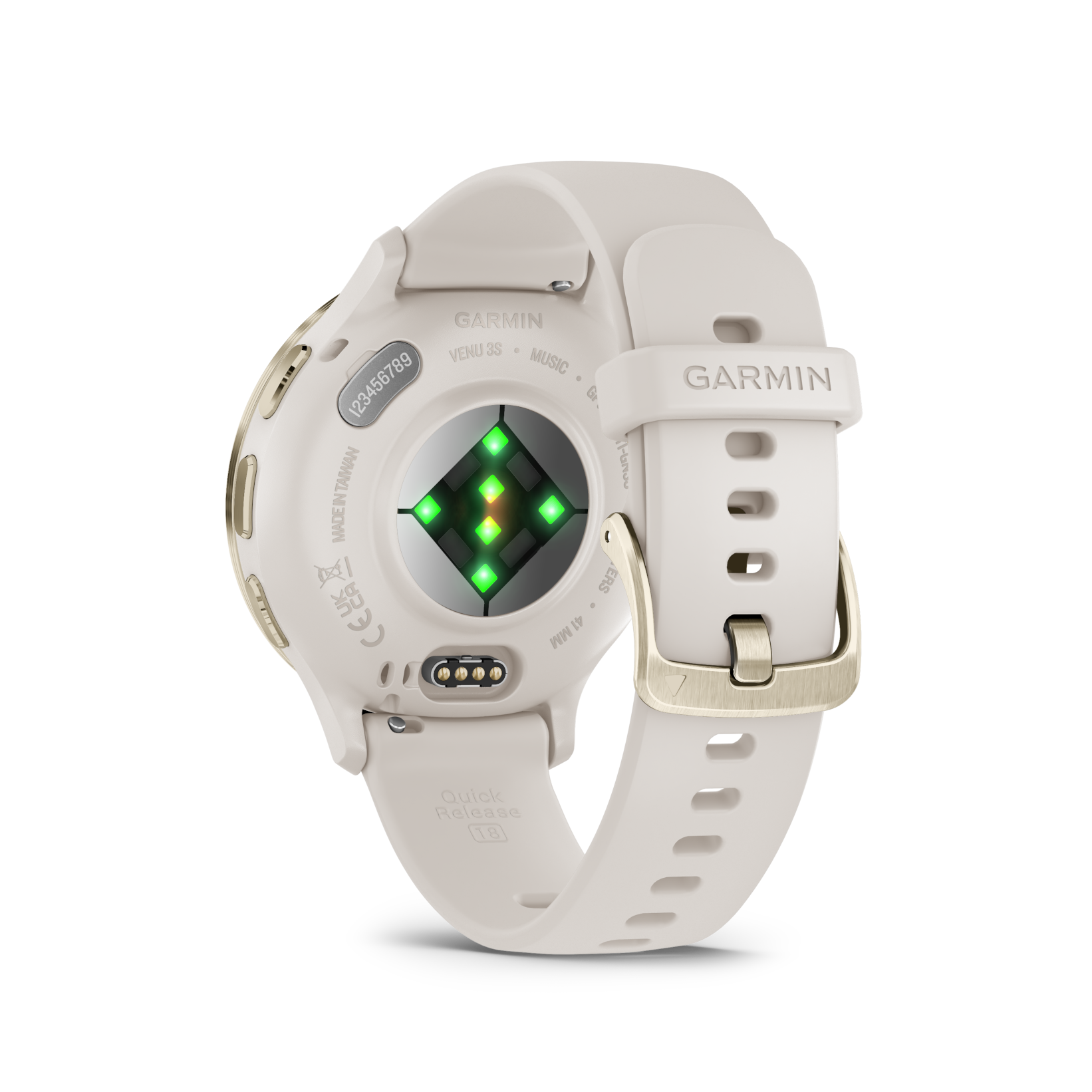 Garmin Venu 3S Soft Gold with Ivory Band back right