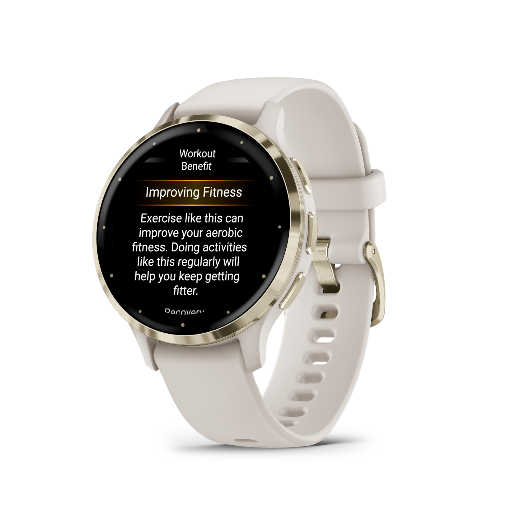 Garmin Venu 3S Soft Gold with Ivory Band front right