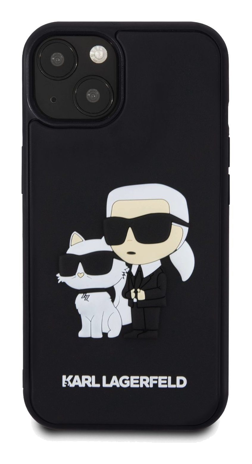 iPhone 15 Karl Lagerfeld and Choupette 3D Rubber Black back