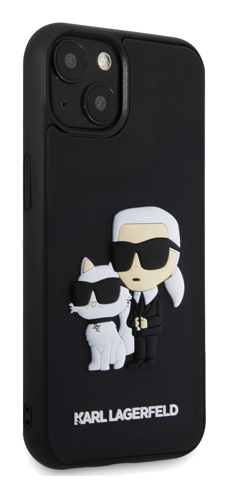 iPhone 15 Karl Lagerfeld and Choupette 3D Rubber Black back right
