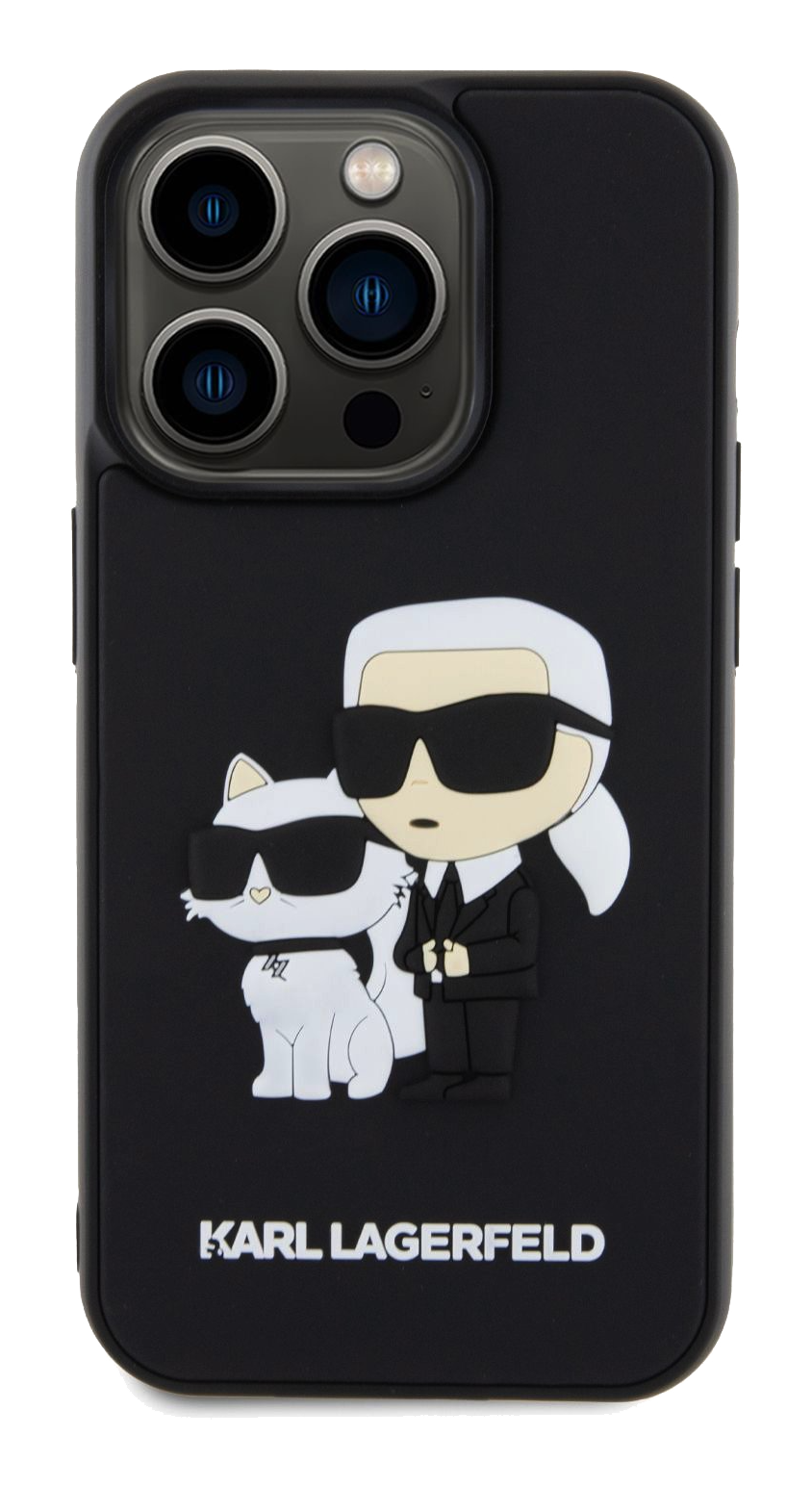 iPhone 15 Pro Karl Lagerfeld and Choupette 3D Rubber Black back