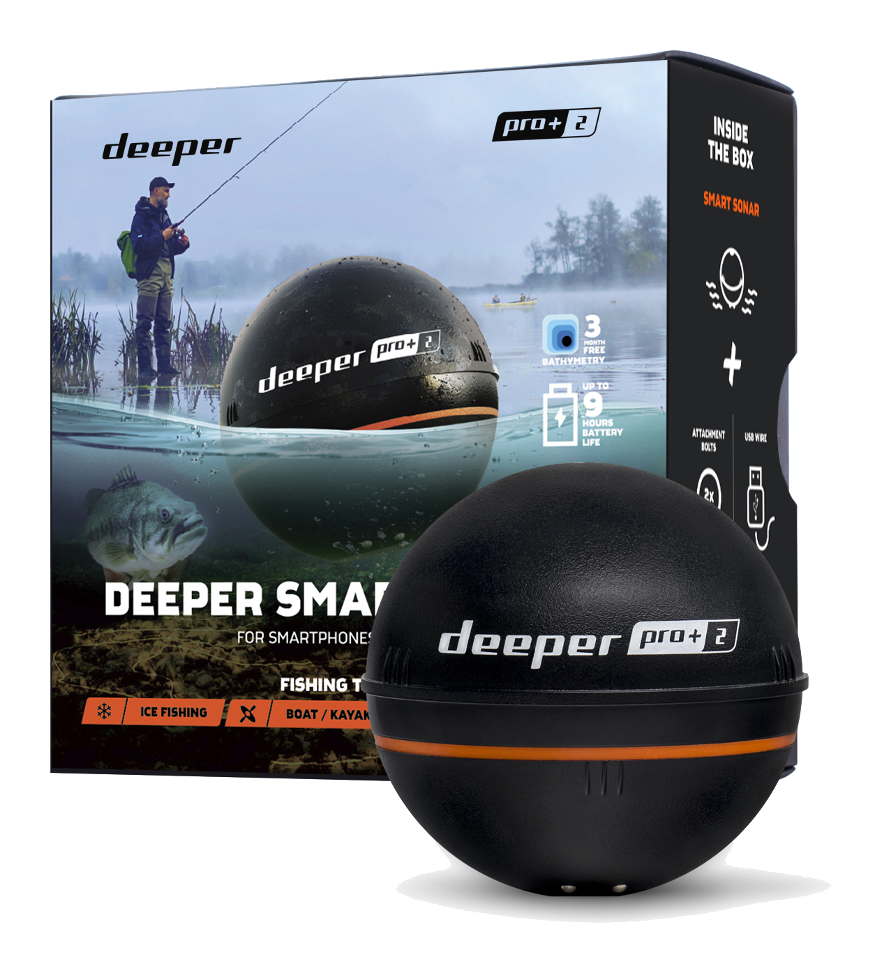 Deeper Smart Sonar PRO 2 with box
