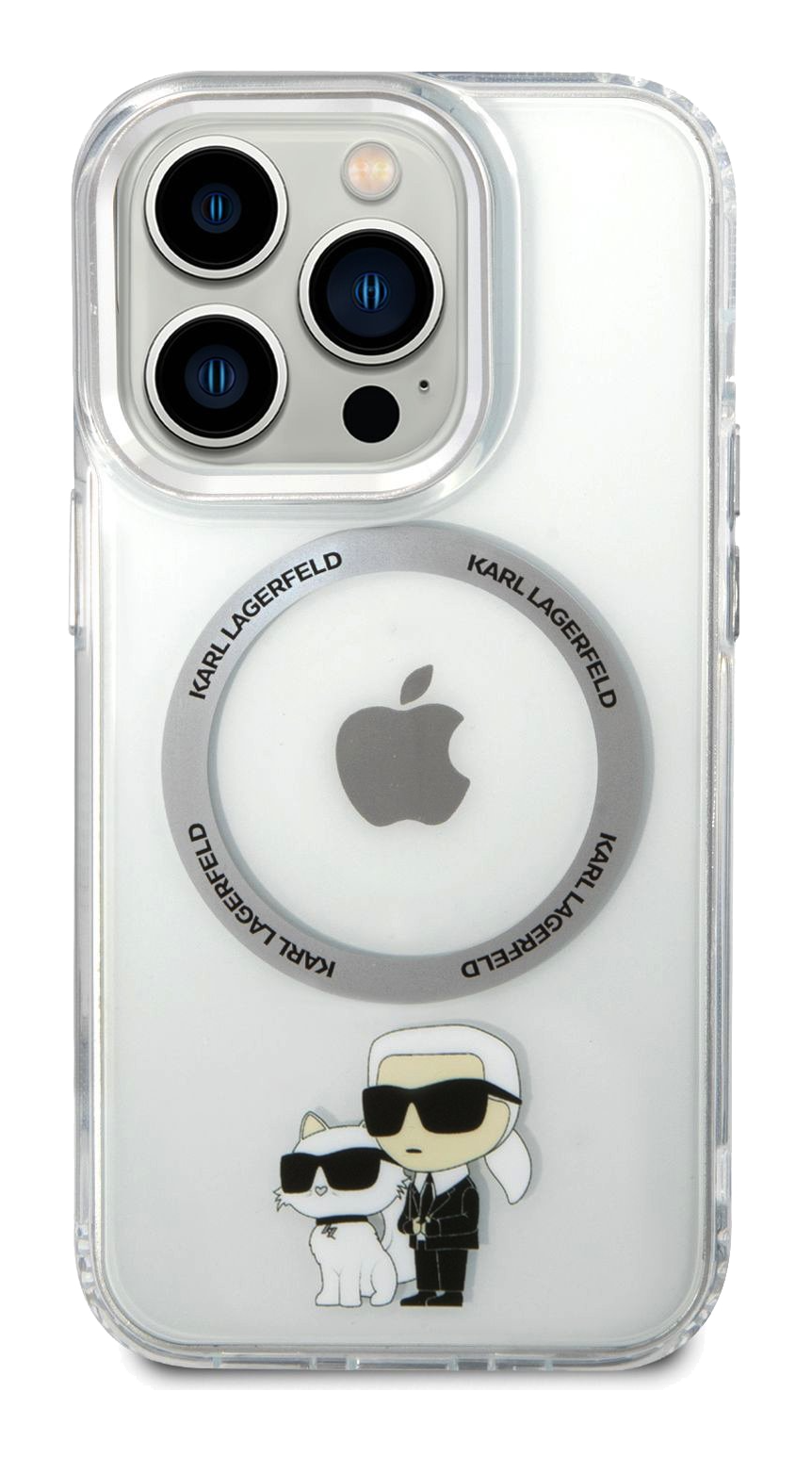 iPhone 15 Pro Karl Lagerfeld and Choupette Metal Outline Nft Magsafe Clear 2