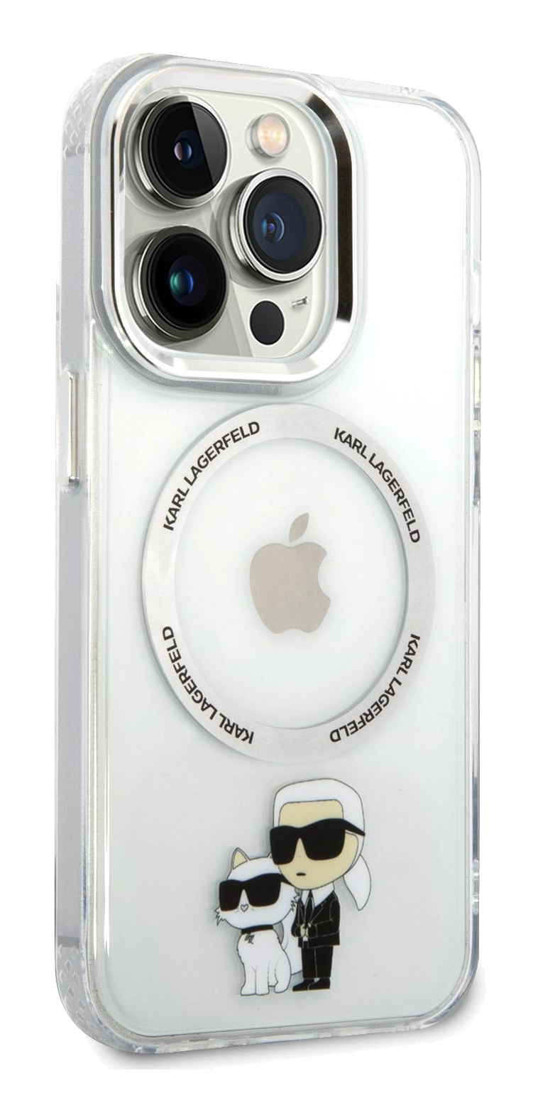 iPhone 15 Pro Karl Lagerfeld and Choupette Metal Outline Nft Magsafe Clear 3