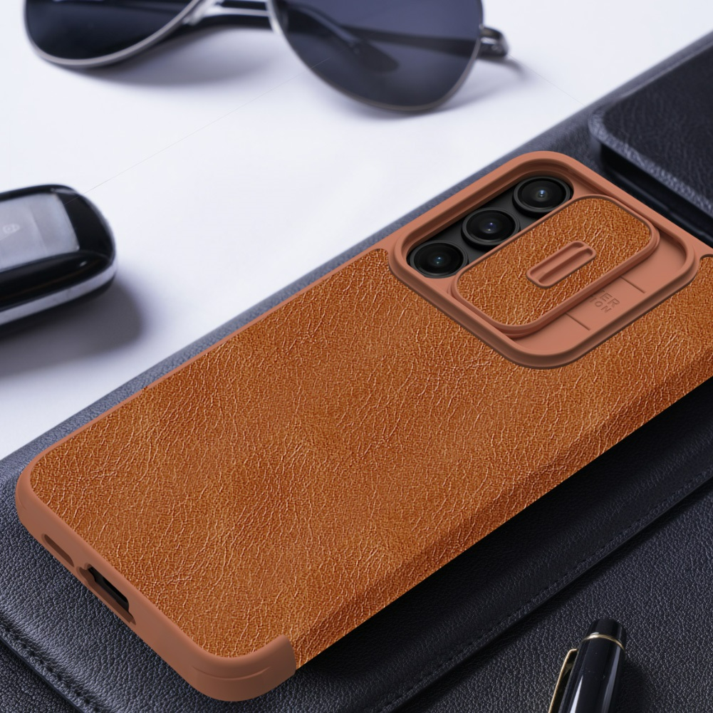 nillkin qin book pro case for samsung galaxy a35 5g brown 03