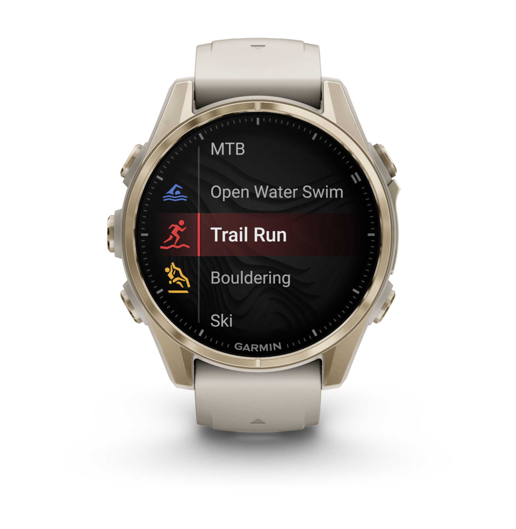 2 fenix8 43 hr softgold foggray front 0000 fenix8 activitylist trail run