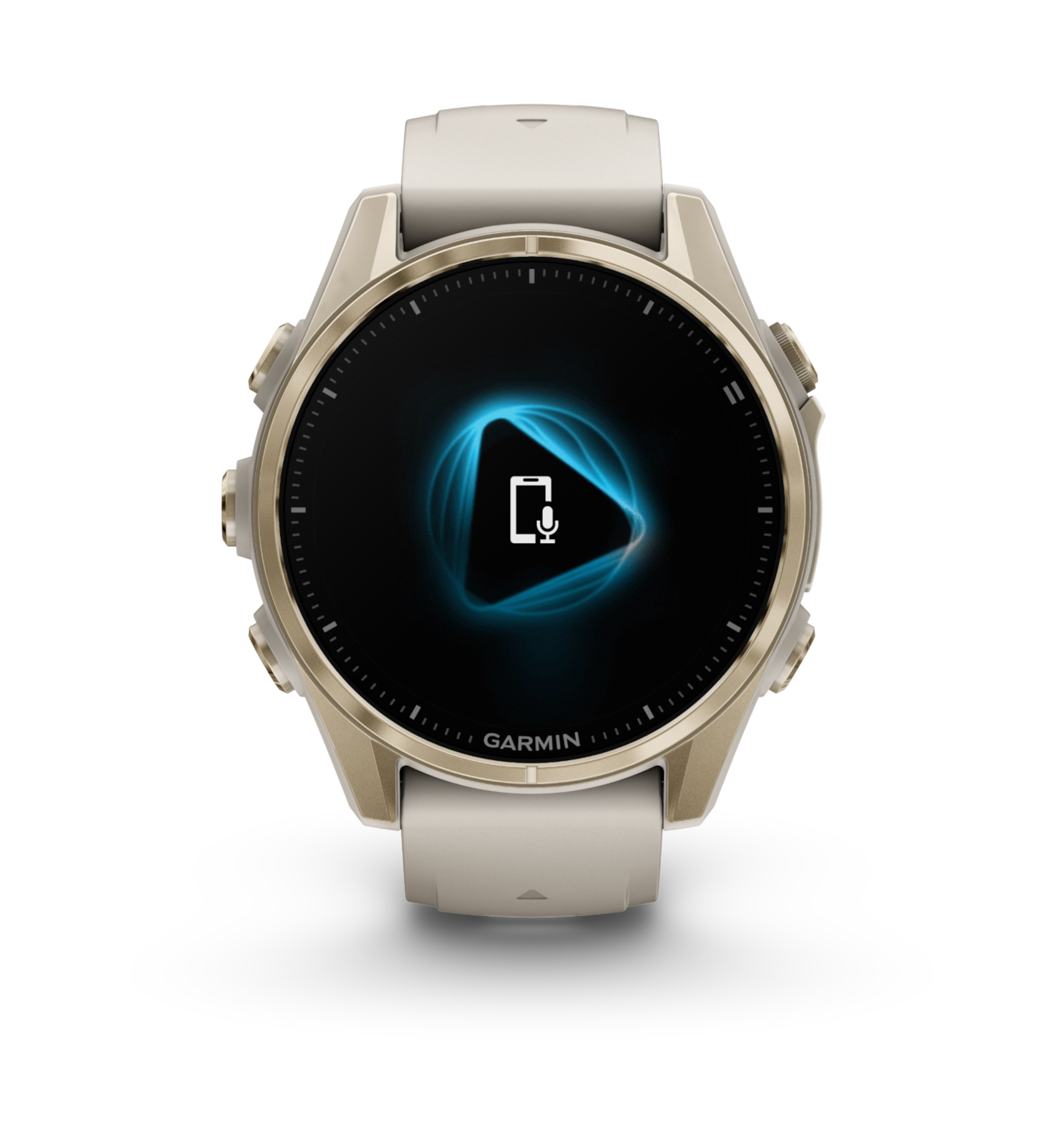 14 fenix8 43 hr softgold foggray front 0014 fenix8 voice assistant still