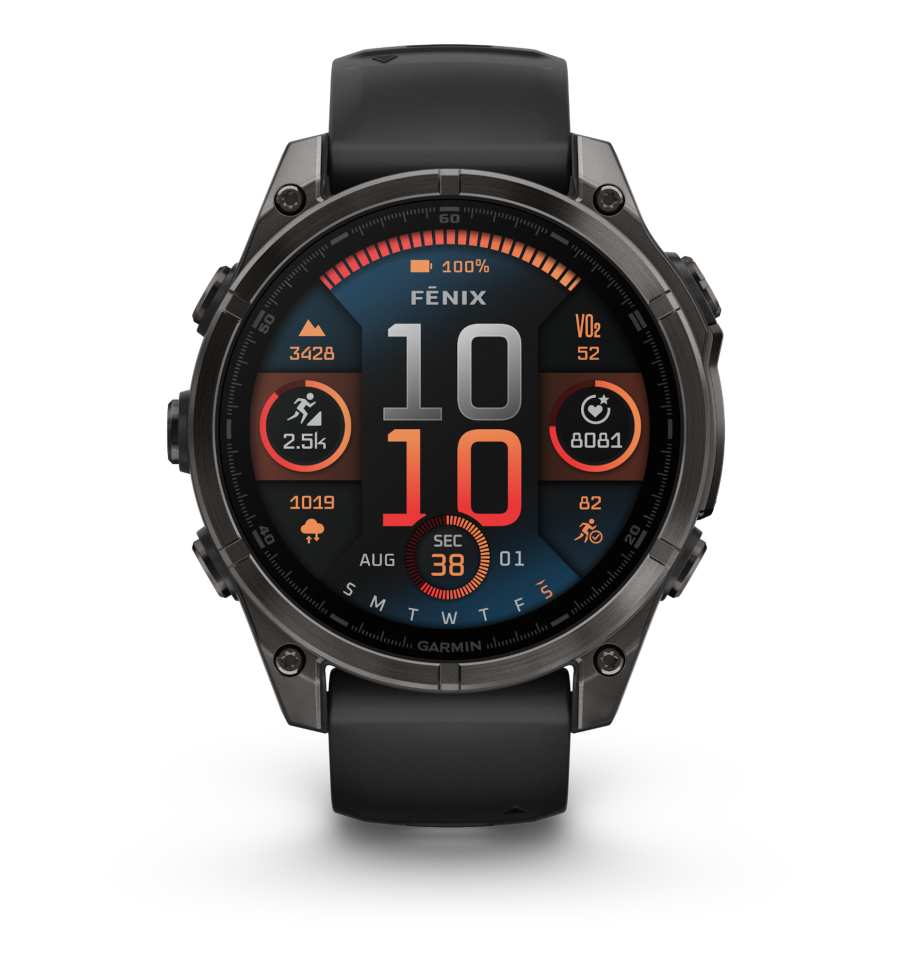 2 fenix8 47 hr carbongray black front 0015 fenix8 wf 43 51mm sapphire car