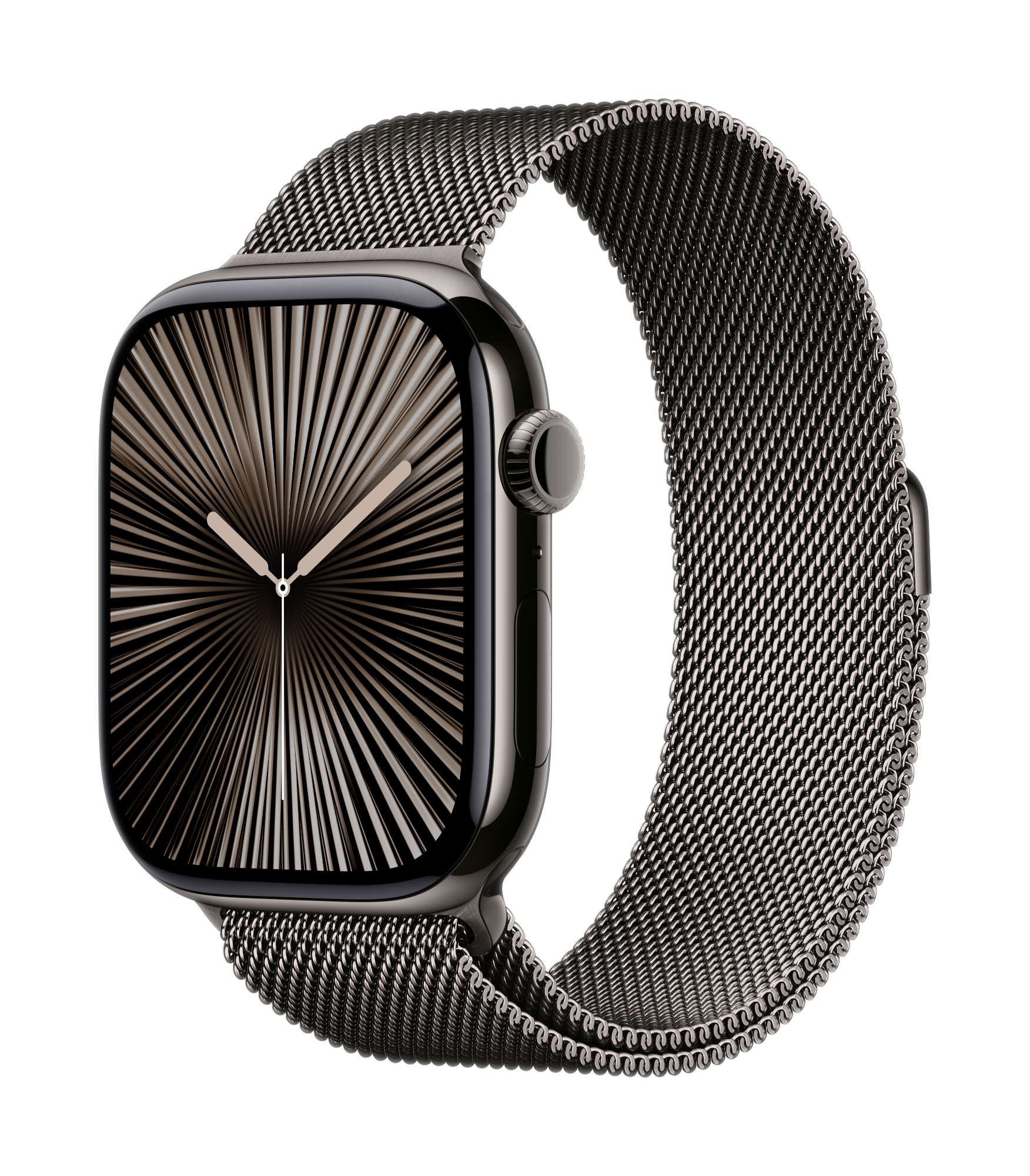 apple watch series 10 cellular 46mm slate titanium slate milanese loop 34fr screen usen