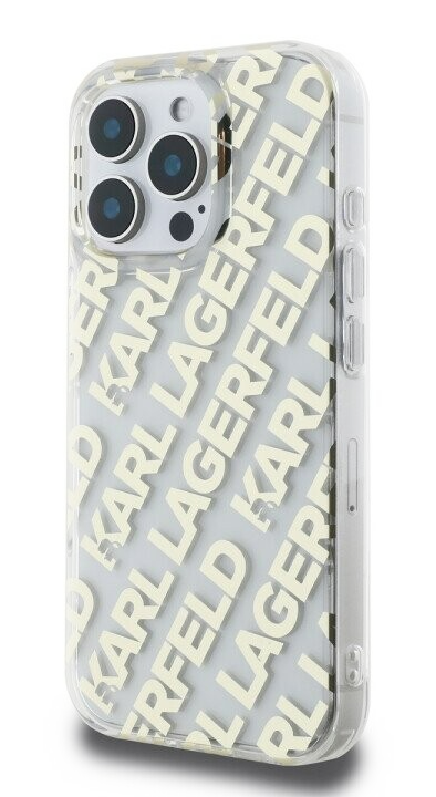 2 karl lagerfeld iml electroplated repeated logo case for iphone 16 pro gold