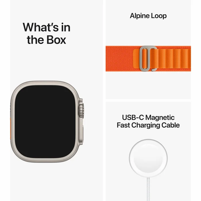 8 apple watch ultra gpscellular 49mm titanium case with orange alpine loop large