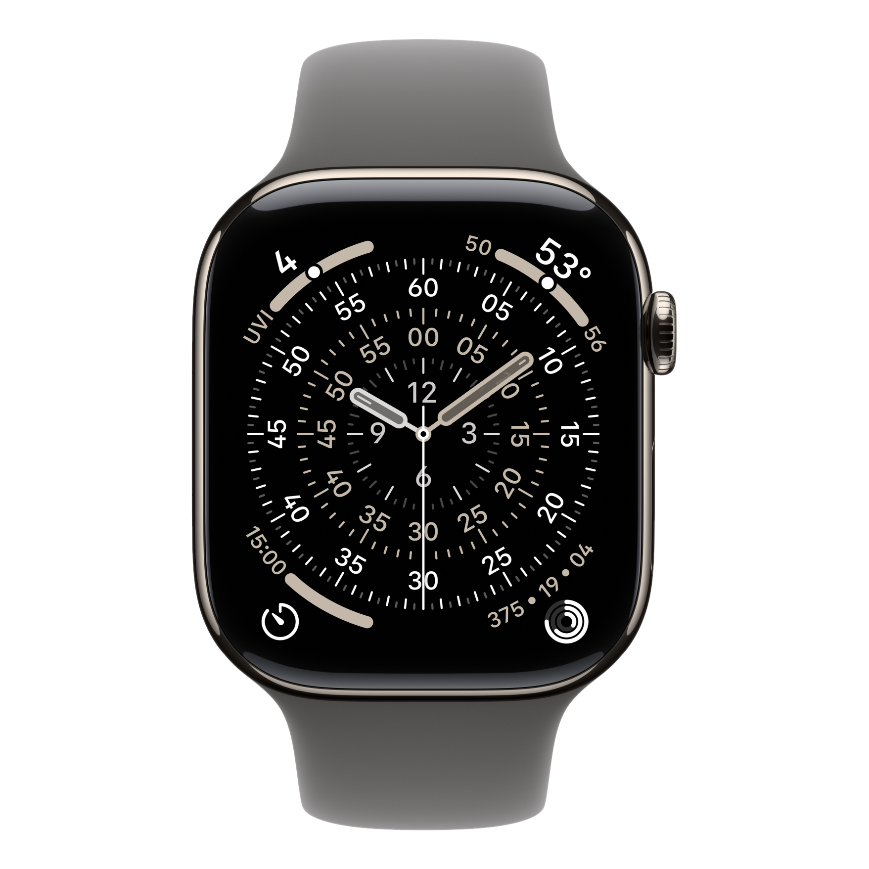 2 apple watch series 11 gps cellular 42mm natural titanium case with stone grey sport band