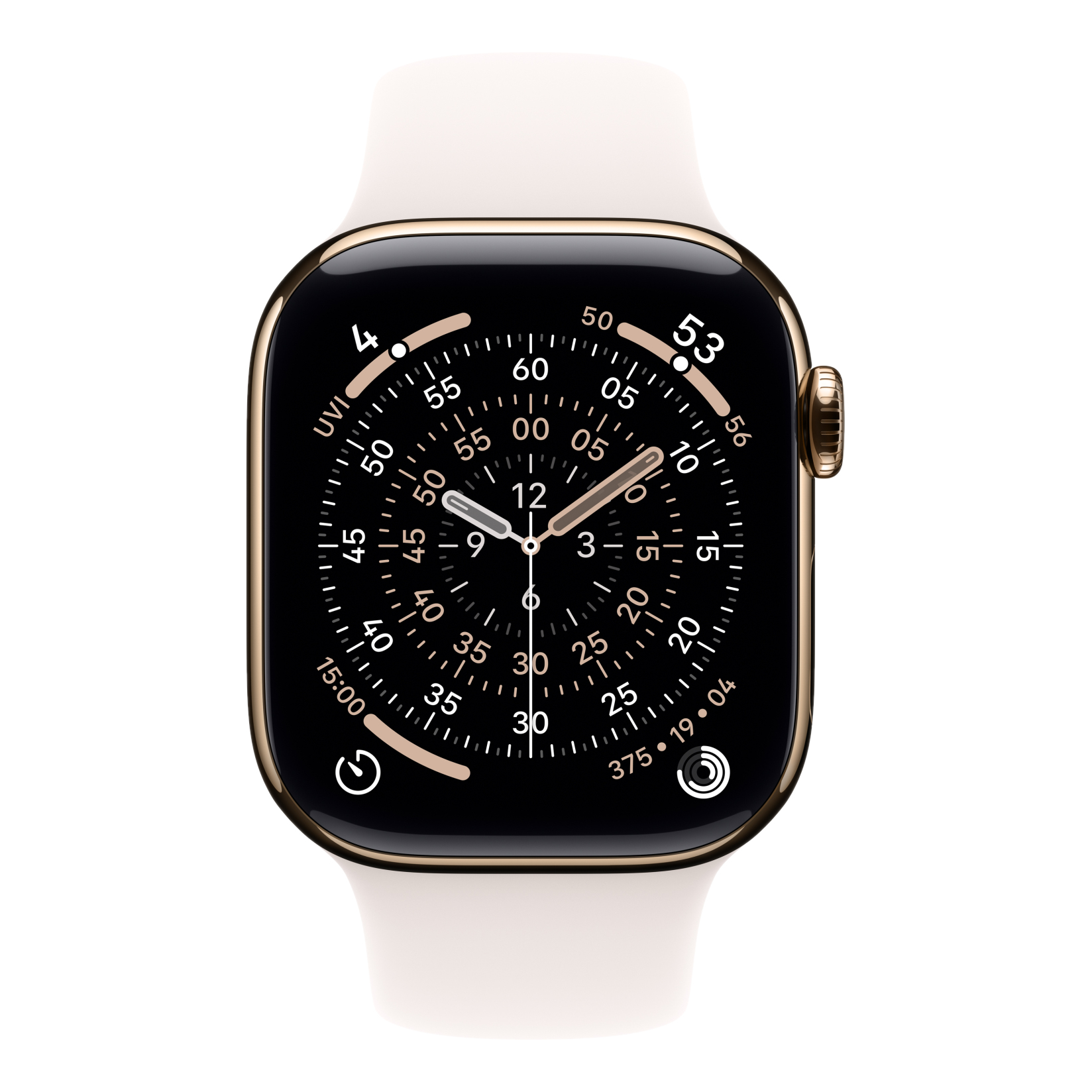 2 apple watch series 11 gps cellular 42mm gold titanium case with light blush sport band