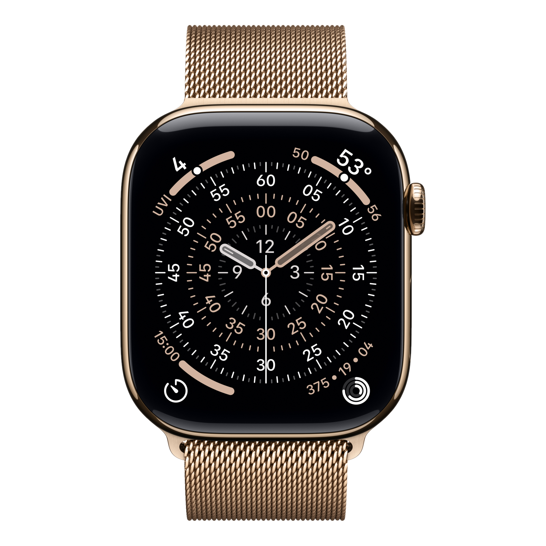 2 apple watch series 11 gps cellular 46mm gold titanium case with gold milanese loop