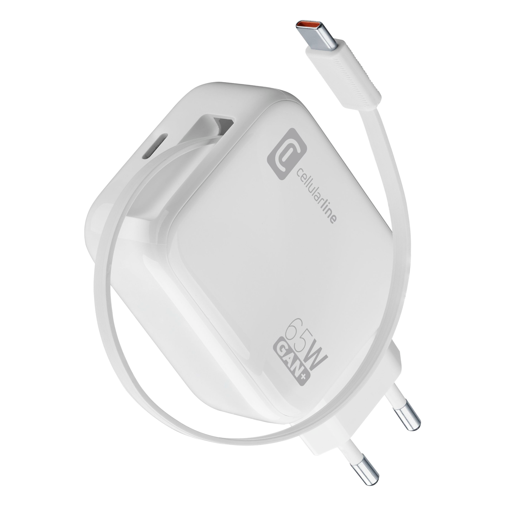 Cellularline 65W USB-C Charger With Retractable Cable