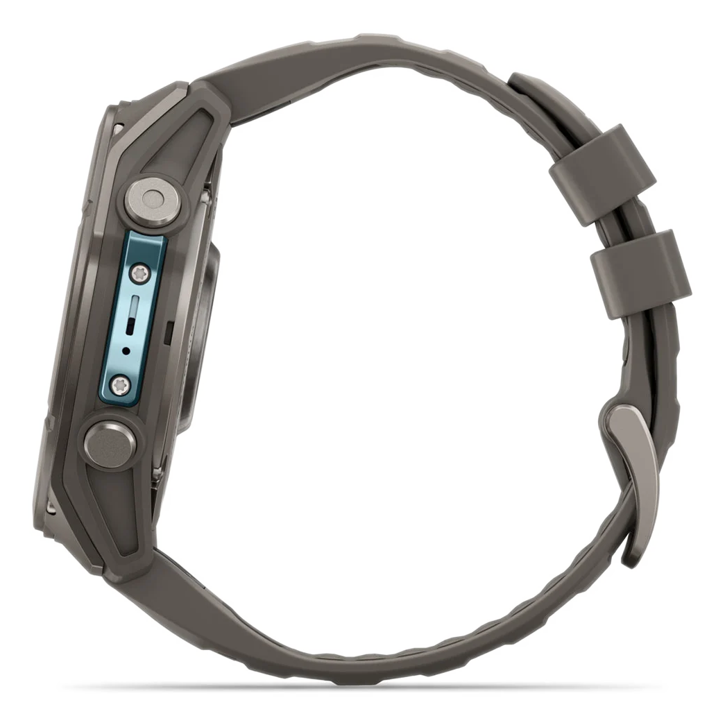 4 garmin fenix 9 51mm titanium with pebble gray silicone band