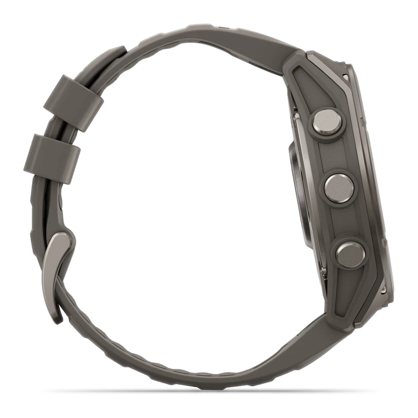 6 garmin fenix 9 51mm titanium with pebble gray silicone band