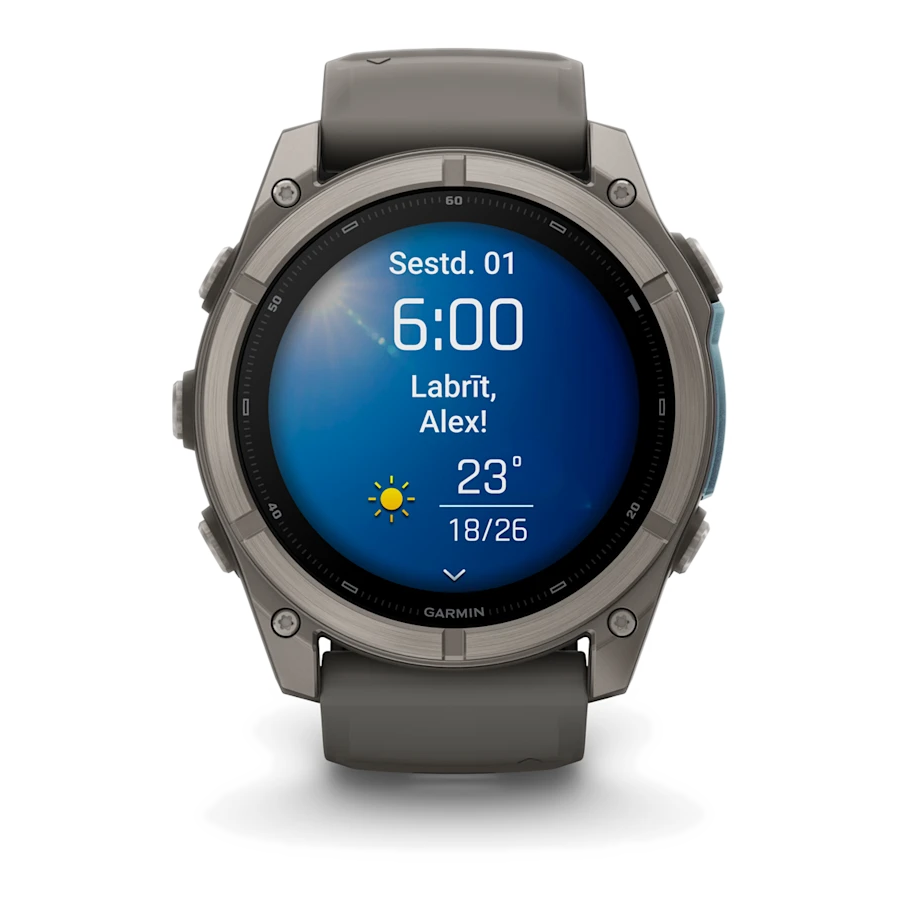11 garmin fenix 9 51mm titanium with pebble gray silicone band