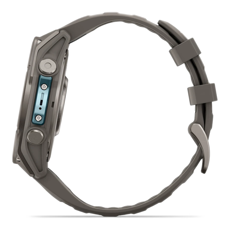 4 garmin fenix 9 47mm titanium with pebble gray silicone band