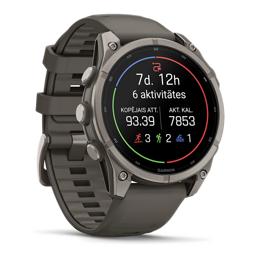 3 garmin fenix 9 47mm titanium with pebble gray silicone band