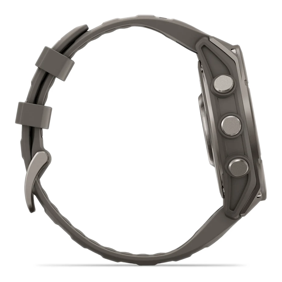 6 garmin fenix 9 47mm titanium with pebble gray silicone band