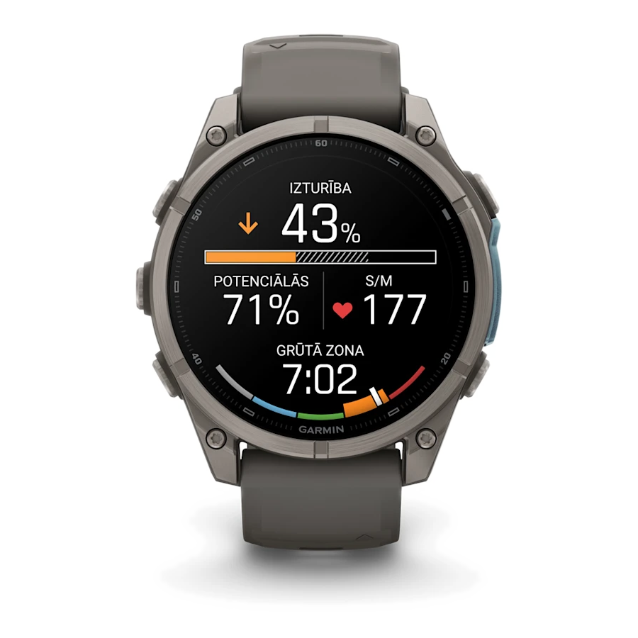 7 garmin fenix 9 47mm titanium with pebble gray silicone band