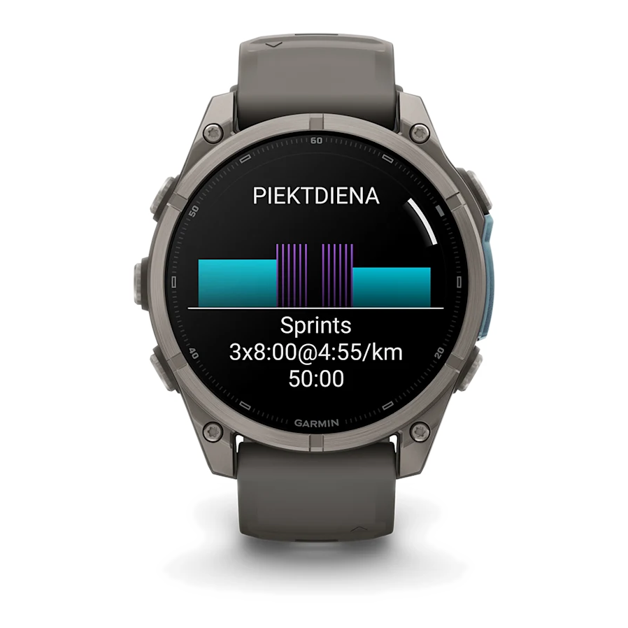10 garmin fenix 9 47mm titanium with pebble gray silicone band