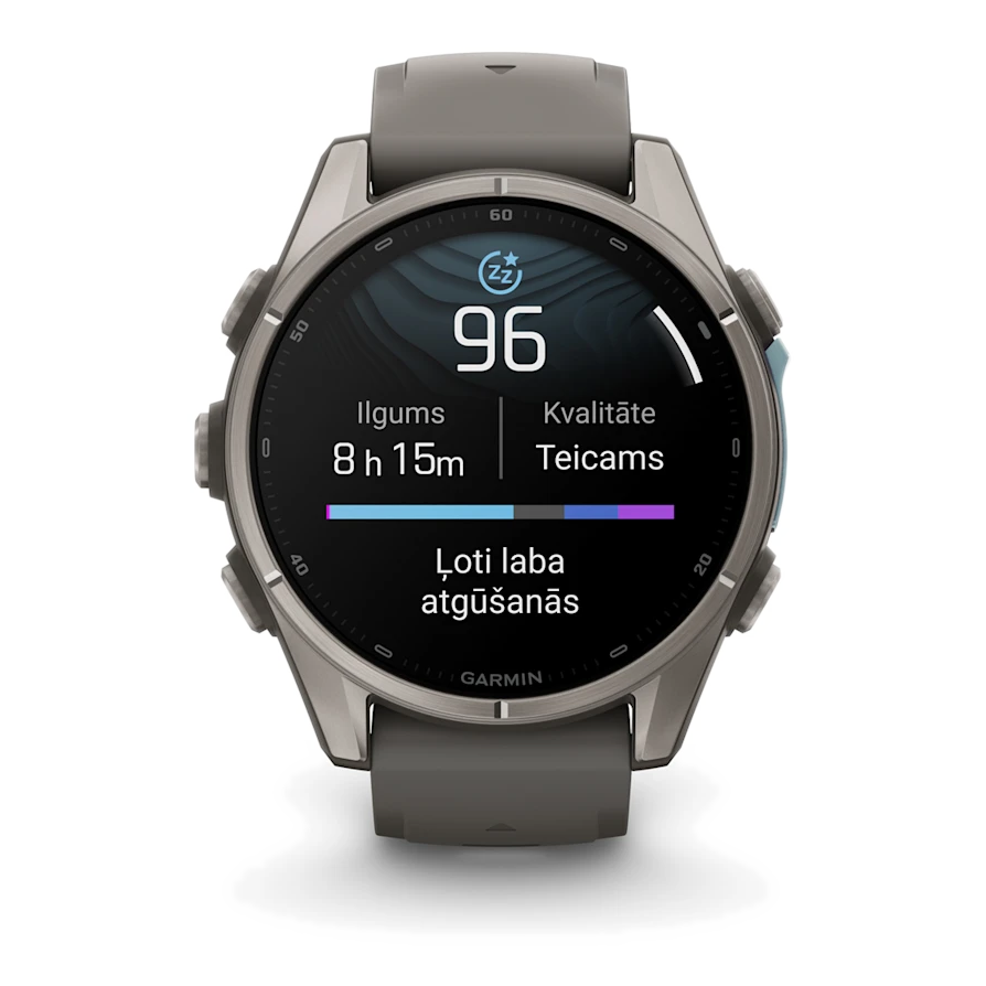 12 garmin fenix 9 43mm titanium with pebble gray silicone band