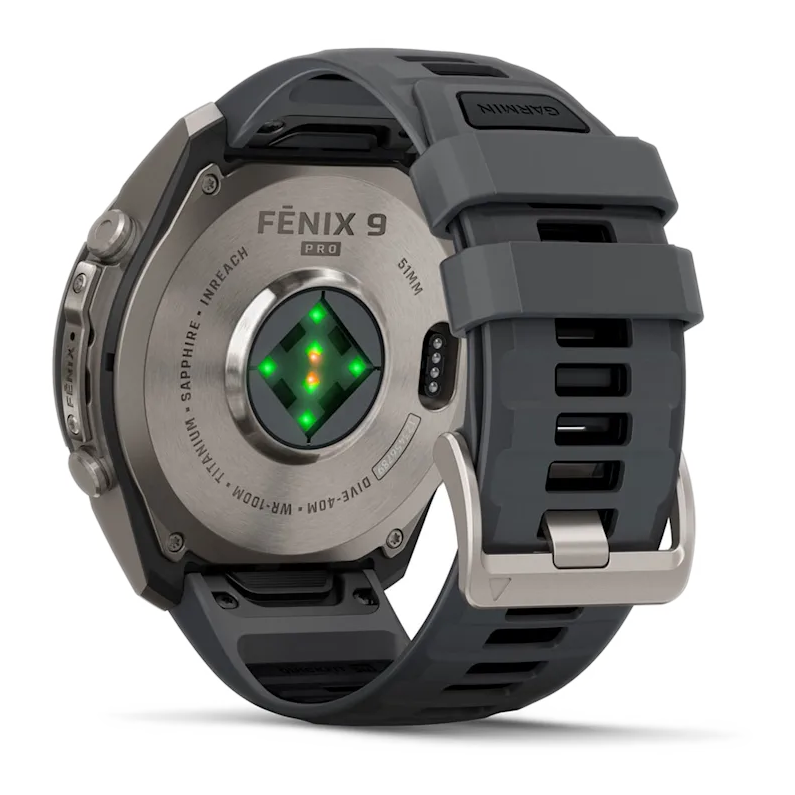 5 garmin fenix 9 pro 51mm inreach titanium with graphite black silicone band