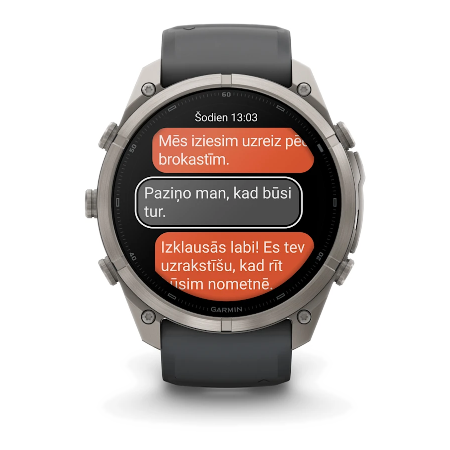10 garmin fenix 9 pro 51mm inreach titanium with graphite black silicone band