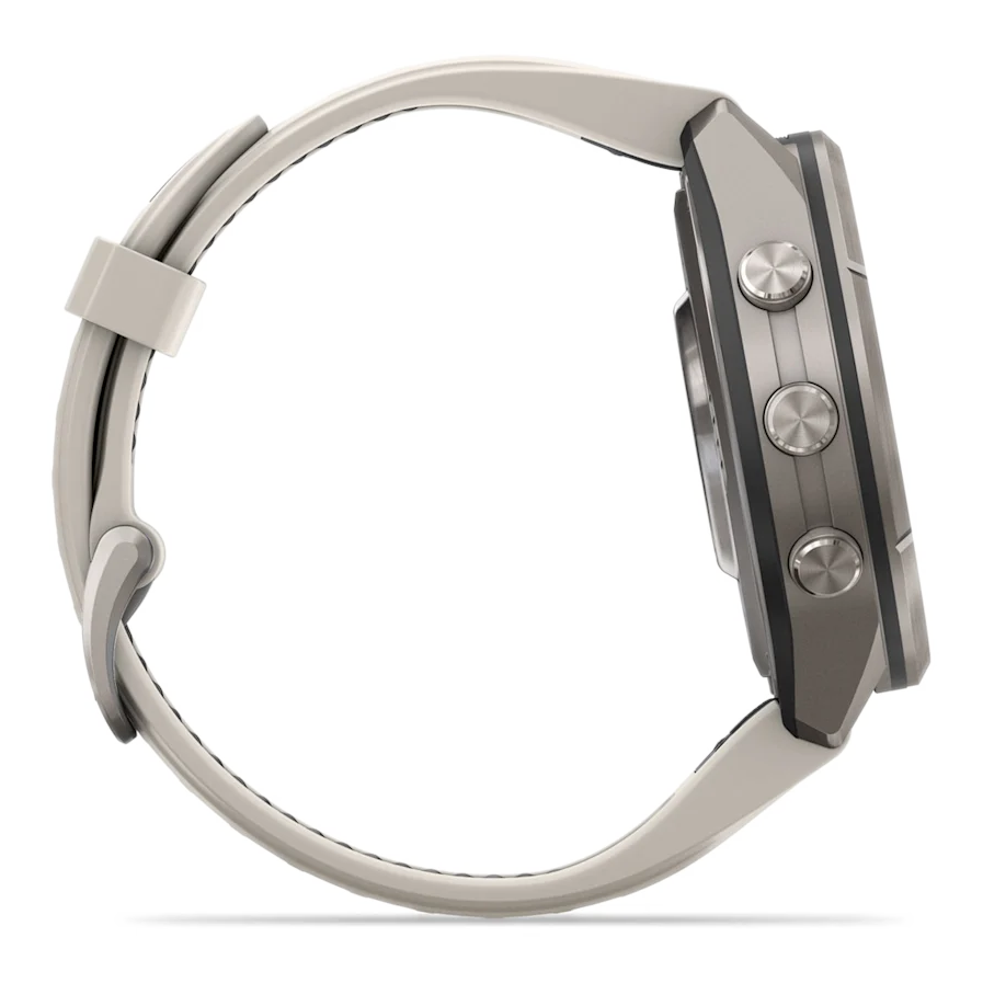 6 garmin fenix 9 pro 43mm inreach titanium with fog gray dark sandstone silicone band