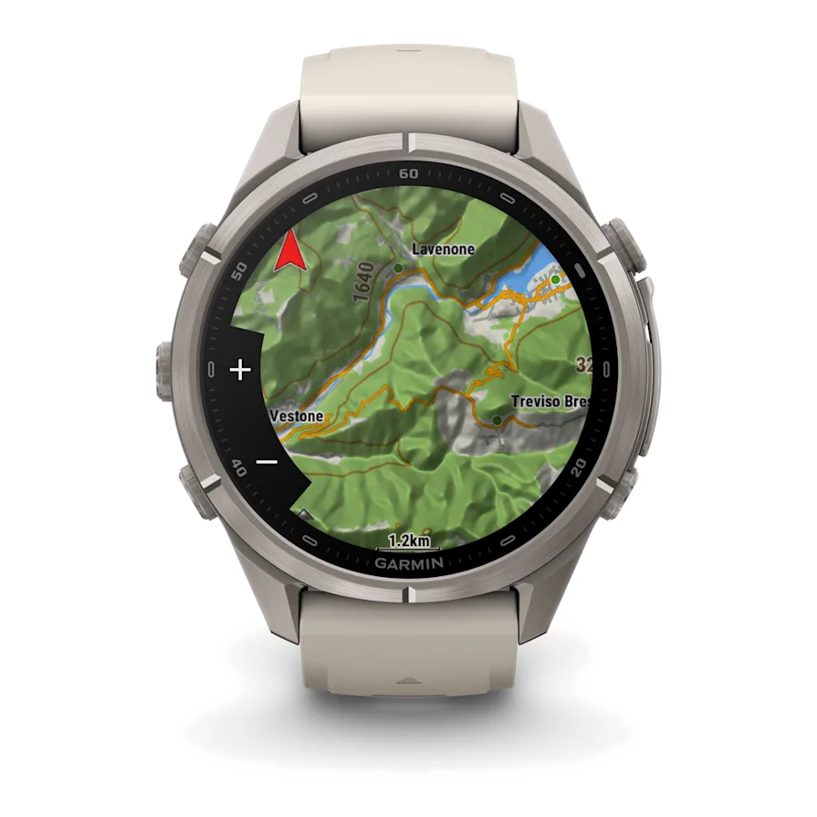 12 garmin fenix 9 pro 43mm inreach titanium with fog gray dark sandstone silicone band