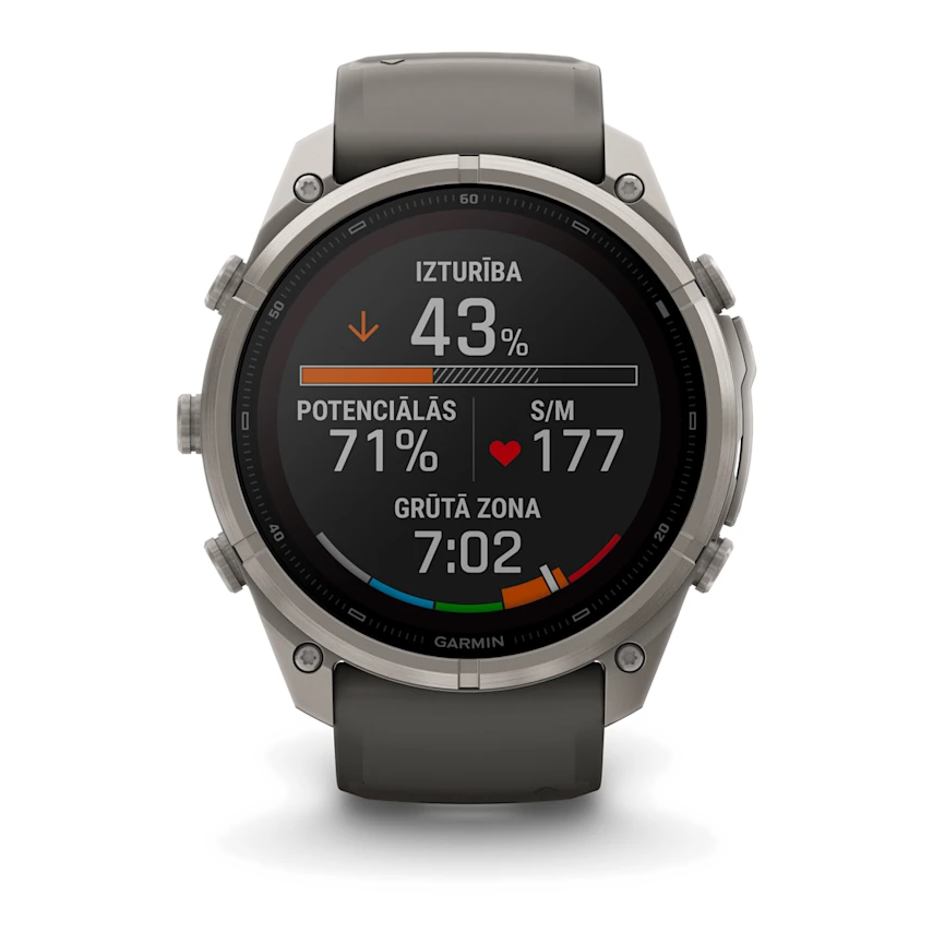8 garmin fenix 9 pro solar 51mm inreach titanium with pebble grey silicone band
