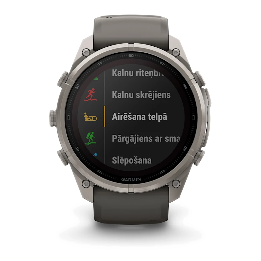9 garmin fenix 9 pro solar 51mm inreach titanium with pebble grey silicone band