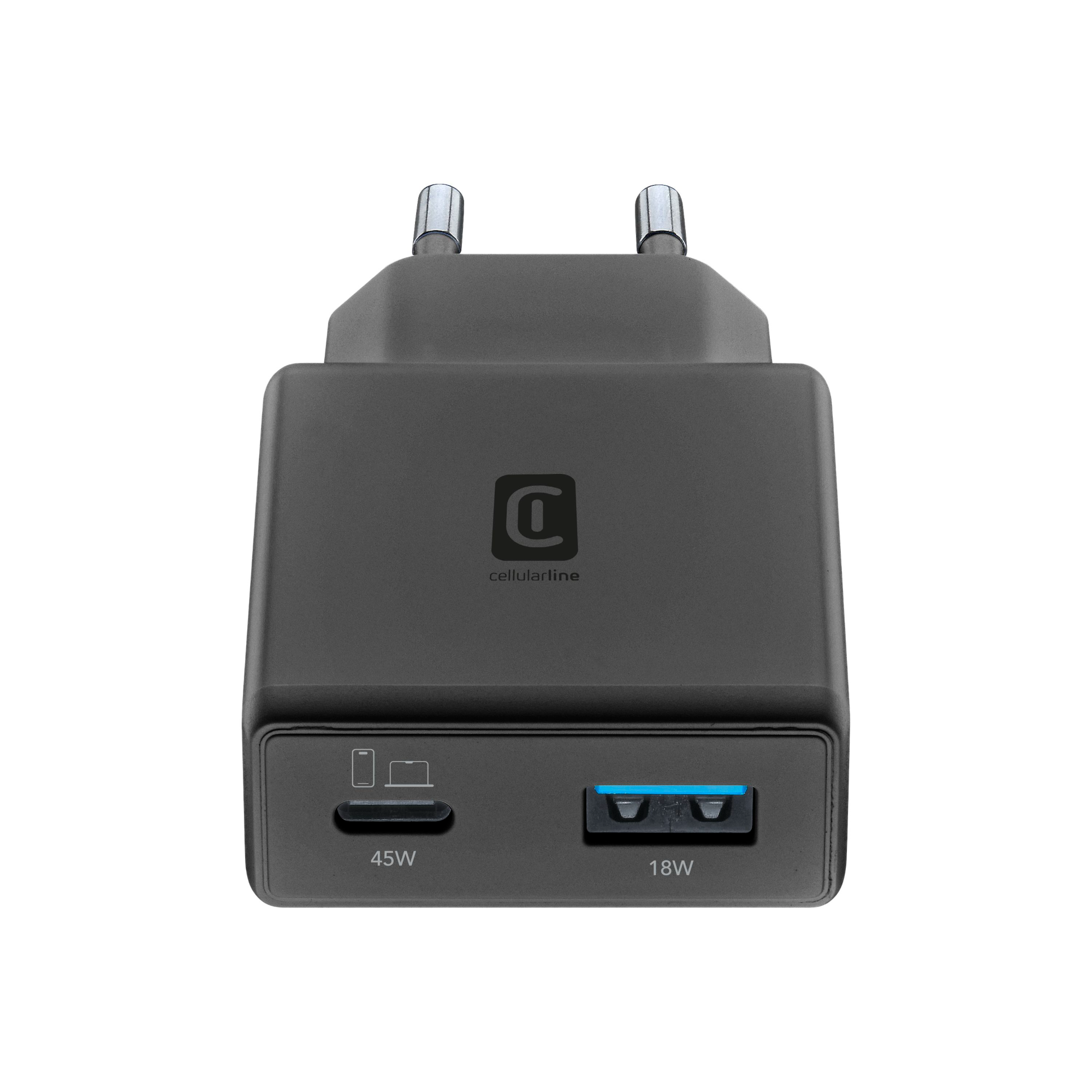2 cellularline 45w slim dual power adapter