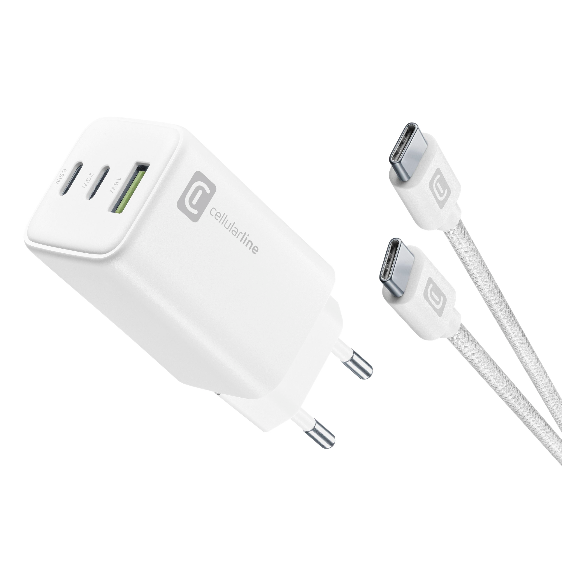Cellularline 65W USB-C tīkla adapteris ar vadu 