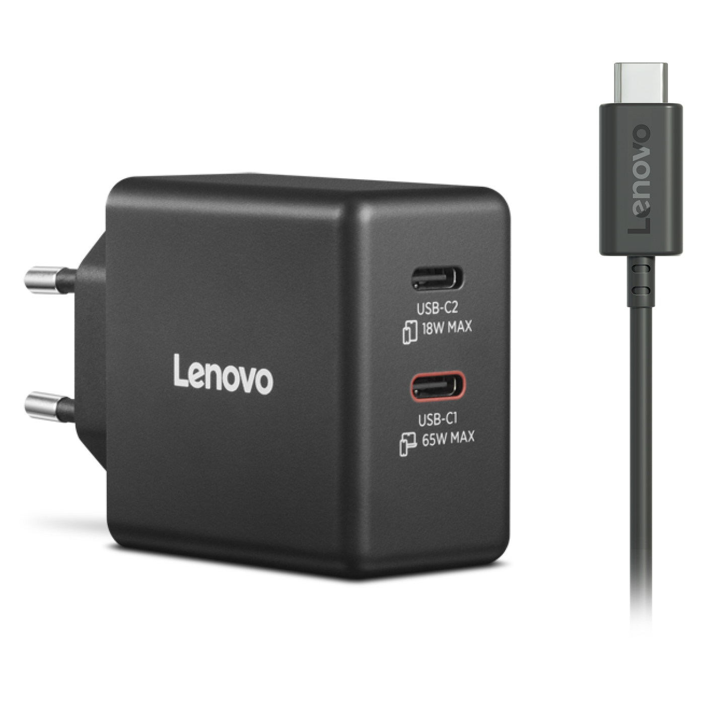 Lenovo Dual GaN 65W USB-C Power Adapter With Cable